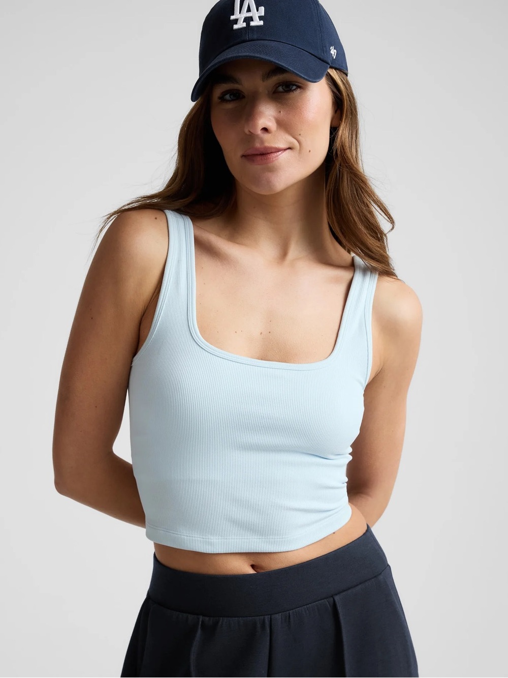 NWOT Beyond Yoga Keep It Cool Seamless Crop Tank Morning Sky Blue medium